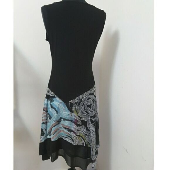 Boho Chic Romantic MSK Dress Small Asymmetrical Hem Artistic Abstract Floral - Picture 5 of 8
